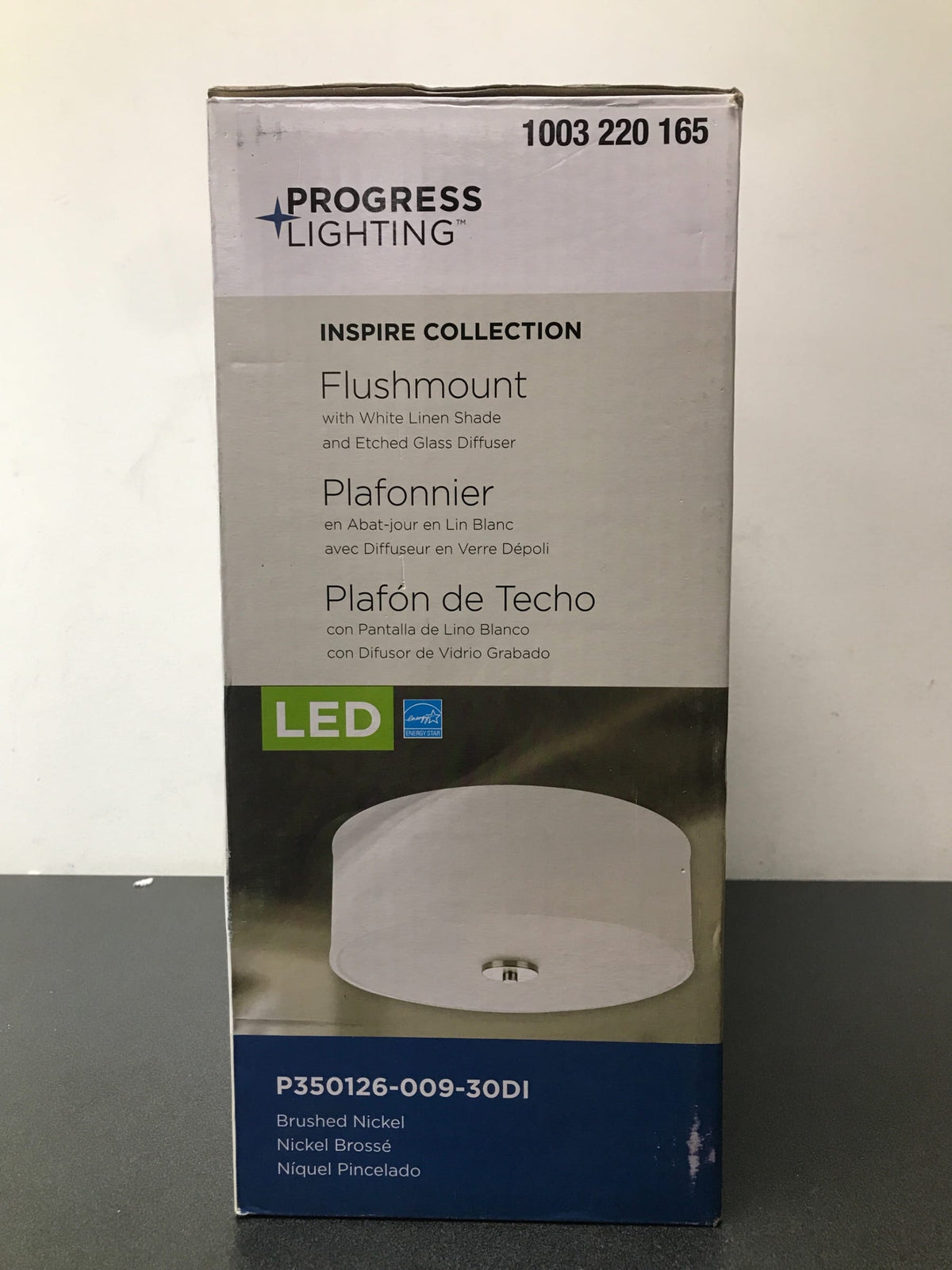 Progress lighting P350126-009-30DI Inspire Collection 13 in. Brushed Nickel LED Transitional Bedroom Ceiling Light Drum Flush Mount