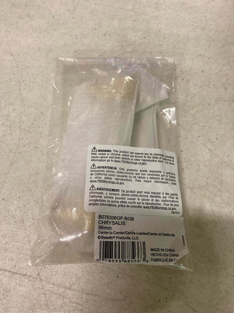 Belwith Keeler B076306GF-BGB Chrysalis 3-3/4~ Inch (96 mm) Center to Center Glam Luxury Glass Cabinet Handle / Drawer Pull with Wire Wrap Accent - Brushed Golden Brass With Frosted Glass