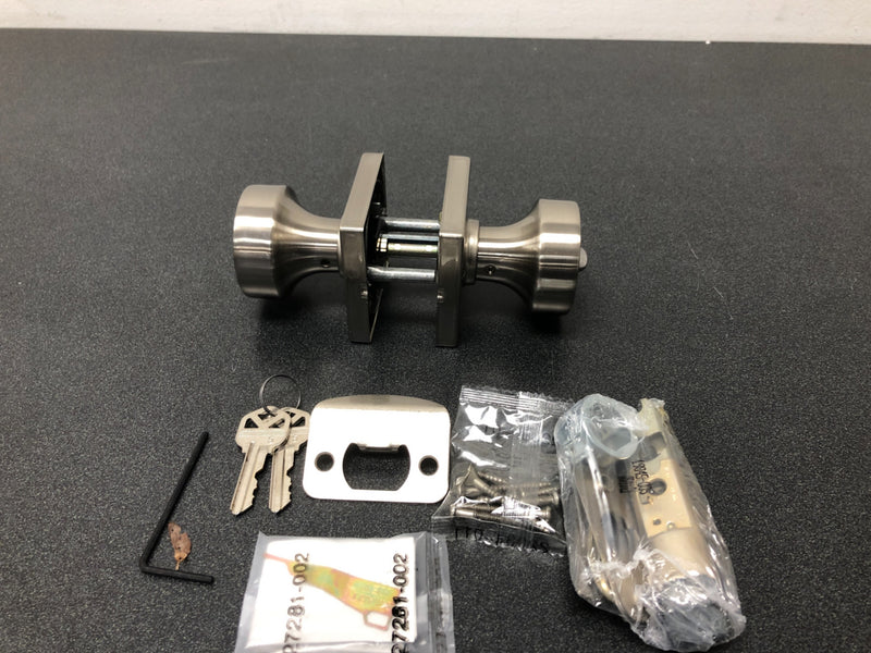 Kwikset Pismo Metal Square Door Knob in Satin Nickel