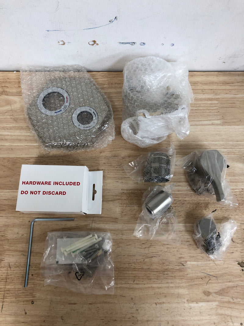 hansgrohe Locarno Transitional 2-Handle 7-inch Wide Thermostatic Shower Trim for Rough-in Valve with Diverter in Brushed Nickel, 04820820