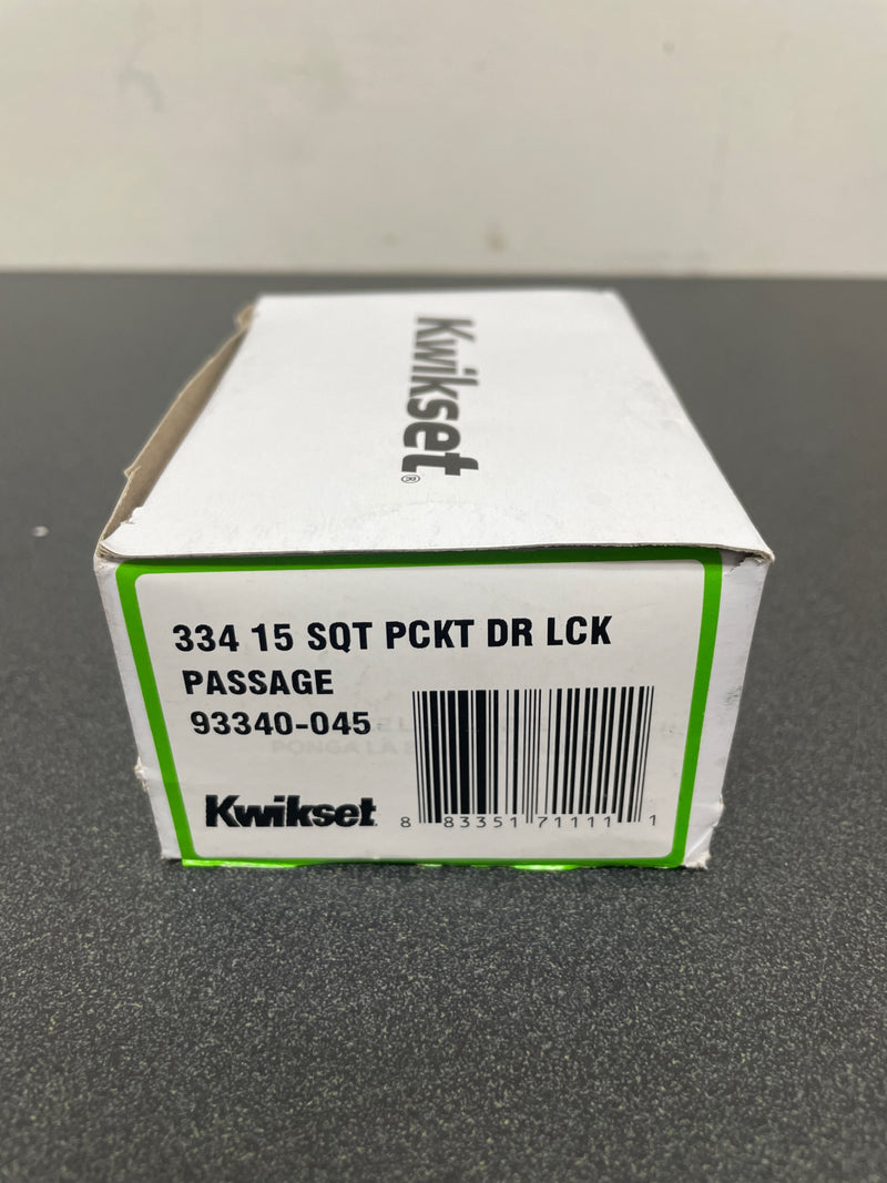 Kwikset 334SQT-15 Square Passage Hall/Closet Pocket Door Lock - Satin Nickel