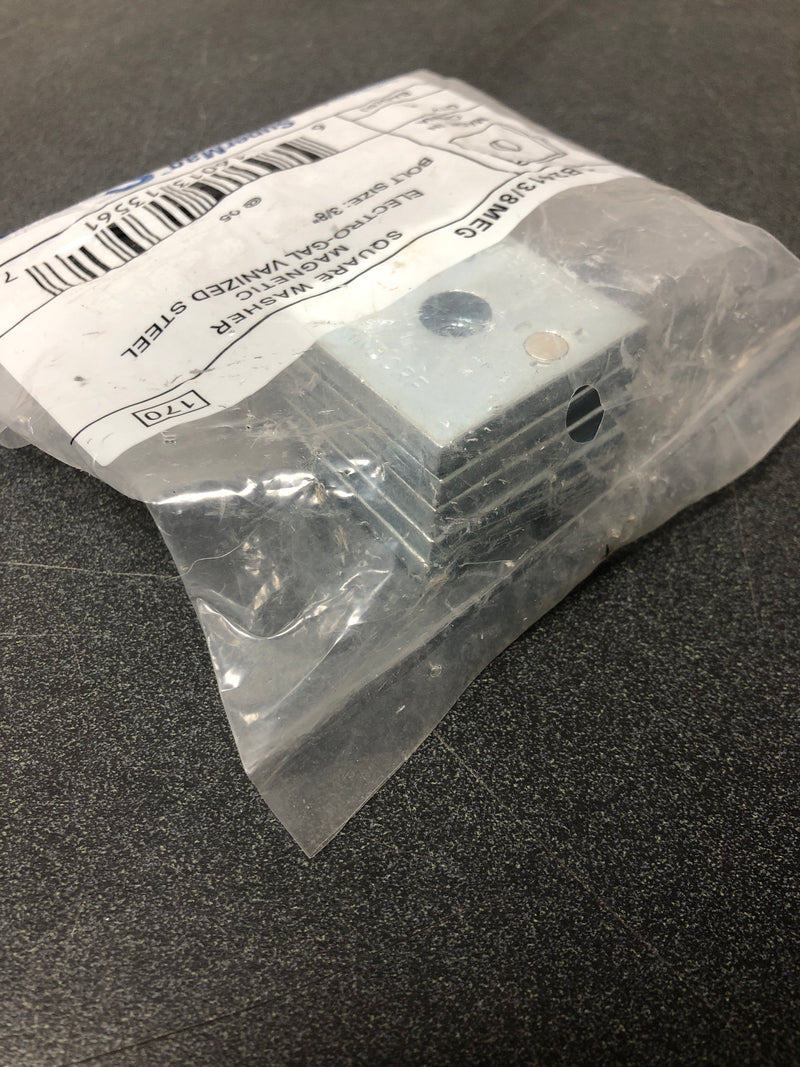 Supermag ZAB2413/8MEG 3/8 in. Square Strut Washer Silver Galvanized with Magnets (5-Pack) - Strut Fitting