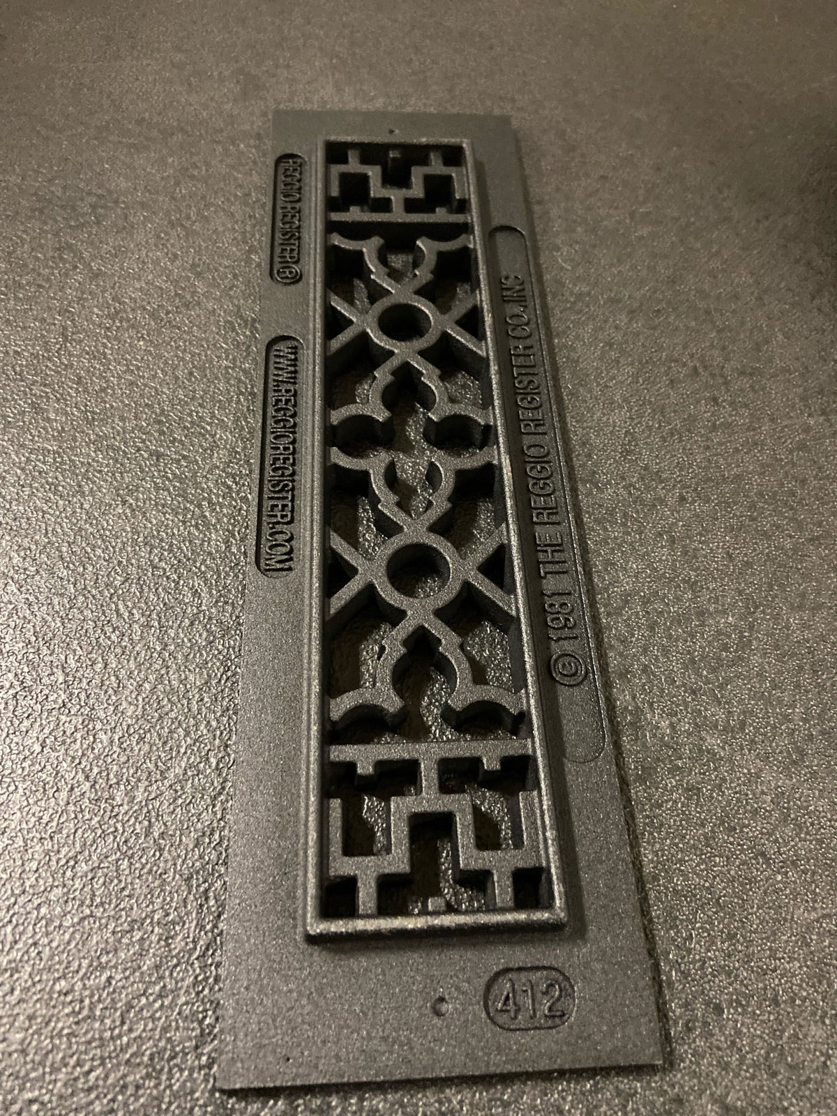 Reggio Registers 412-NH Scroll Series 2-1/4" x 10" Floor Grille Without Mounting Holes - Cast Iron