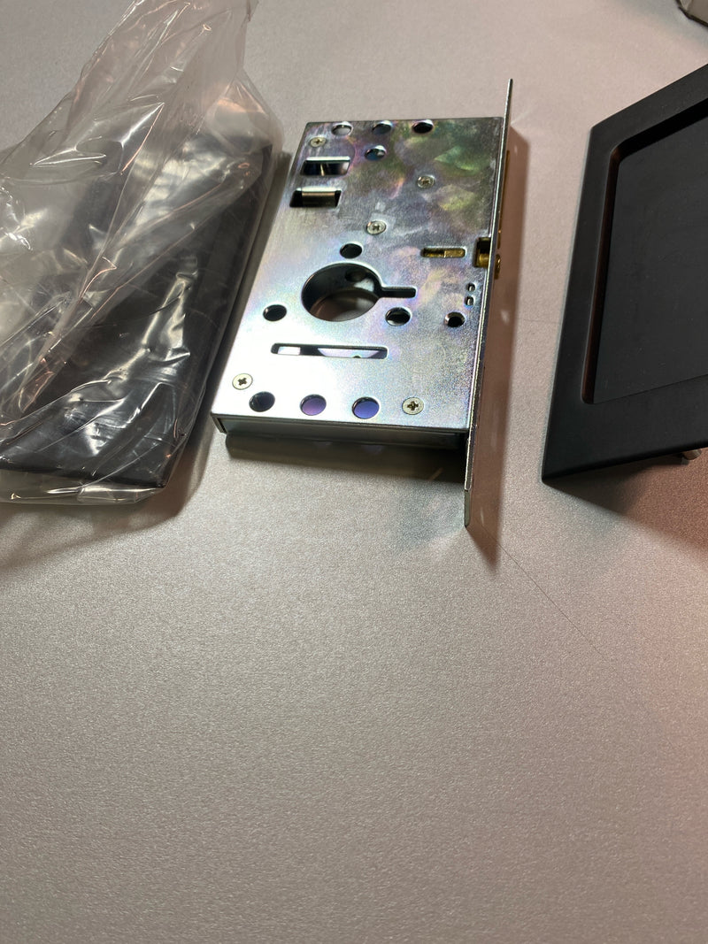 Emtek 2114US19138 Modern Rectangular 7-1/4 Inch Passage Mortise Pocket Door Pull for 1-3/8" Thick Doors - Flat Black