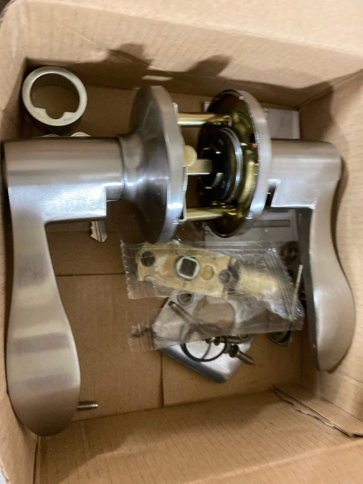 Safe Lock - Layton Lever, Entry Door with Lock and Key, Satin Nickel Finish
