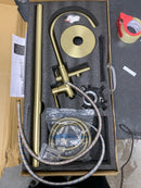 Elegant Lighting FAT-8001BGD Steven Floor Mounted Clawfoot Tub Filler with Built-In Diverter - Includes Hand Shower - Brushed Gold