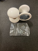 Emtek 805IWUS7 Ice White Reversible Non-Turning Two-Sided Dummy Door Knob Set from the Porcelain Collection - French Antique