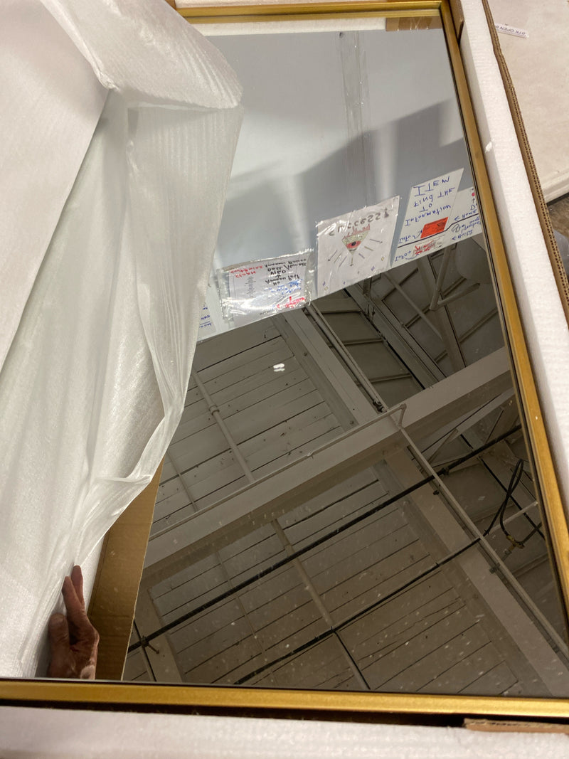 Elegant Lighting MR42036BR Monet 20" W x 36" H Contemporary Rectangular Metal Framed Bathroom Wall Mirror - Brass