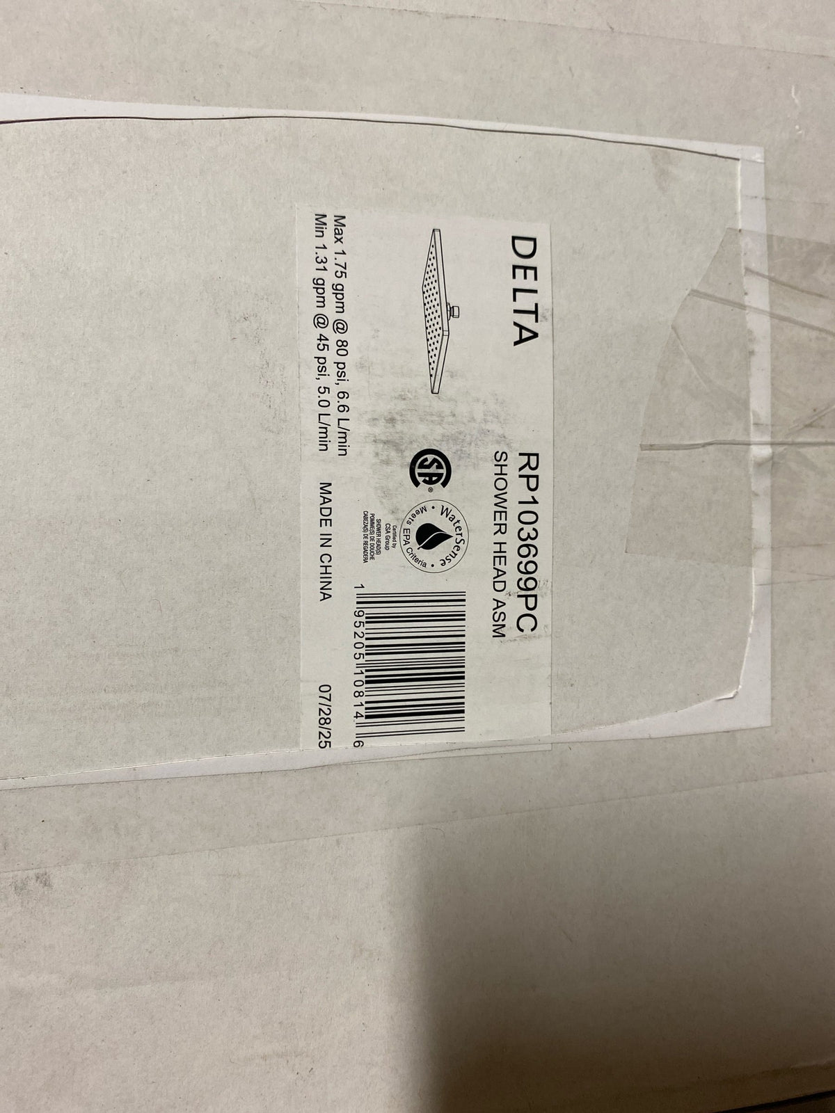 Delta RP103699PC Modern 1.75 GPM Single Function Rain Square Shower Head with Touch-Clean Sprayhead - Chrome