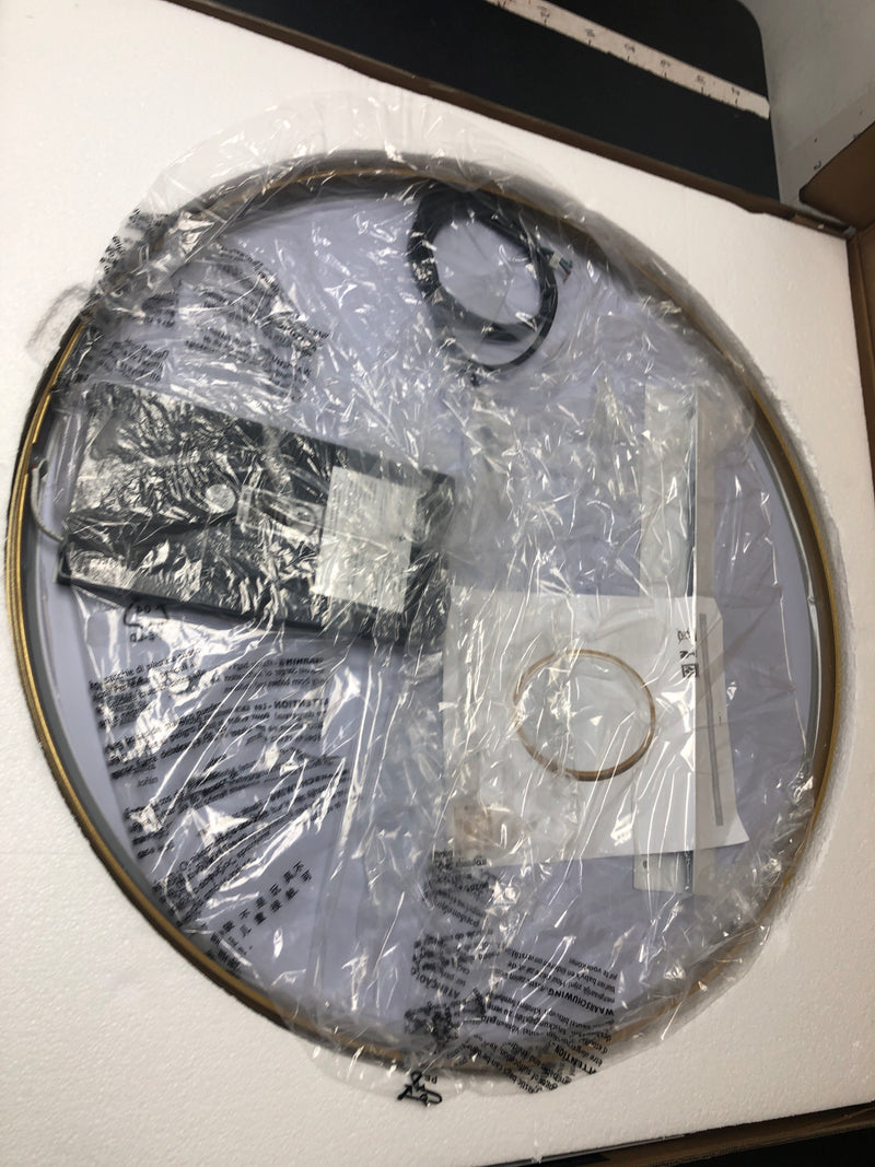 Elegant Lighting MRE6028BR Pier 28" Diameter Modern Circular Aluminum Framed Bathroom Wall Mirror - Brass