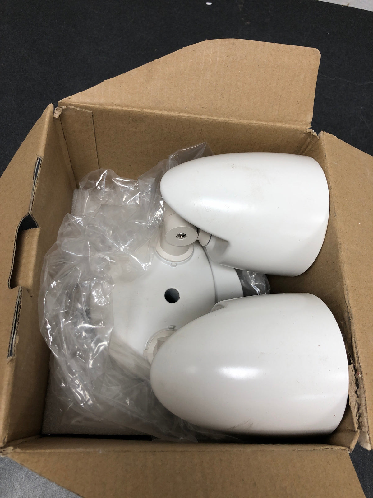Commercial electric 51405192 Dusk to Dawn Sensor White Exterior Outdoor Twin Head LED Flood Light Security 1200 to 2400 Lumens 4000K Wet Rated