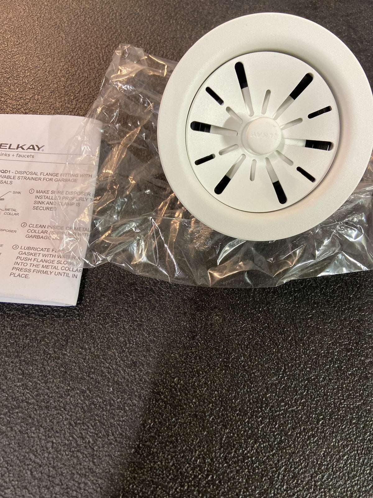 Elkay LKPDQD1FX Perfect Drain 3-1/2" Polymer Disposer Flange with Removable Basket Strainer and Rubber Stopper - Arctic Fox