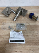 Emtek 5212HECUS15LH Hercules Left Handed Privacy Door Lever Set with Modern Rectangular Rose from the Brass Modern Collection - Satin Nickel
