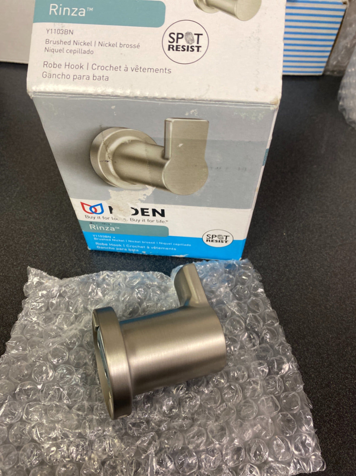 Moen Rinza Single-Hook Brushed Nickel Towel Hook