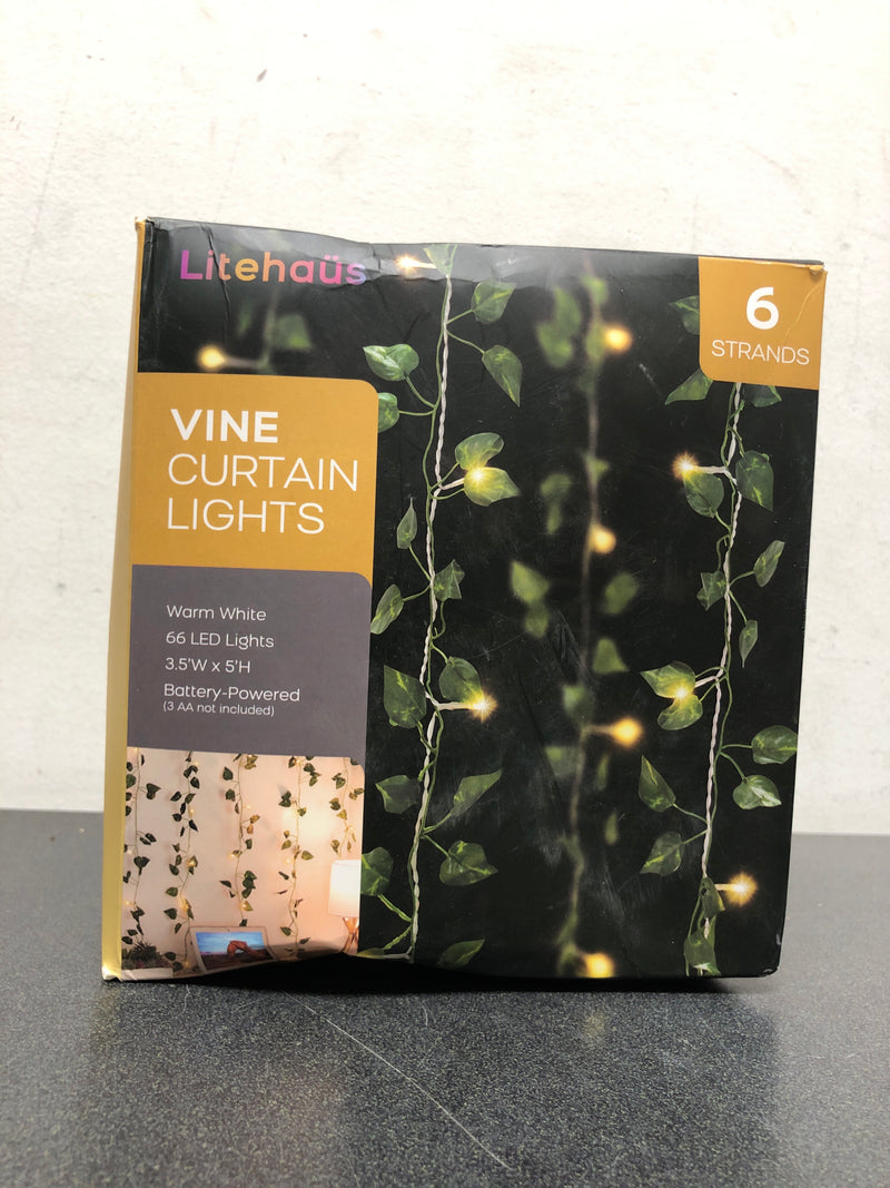 Unbranded LH-VN001-199 66-Light 3.5 ft. x 5 ft. Indoor Battery Operated Integrated LED Curtain Vine String Light