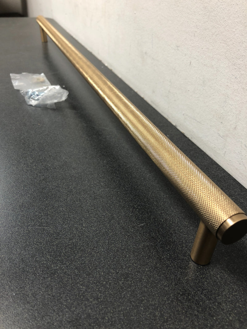 Schaub and Company 5024A-SSB Pub House 24" Center to Center Knurled Industrial Solid Brass Appliance Handle / Appliance Pull - Signature Satin Brass