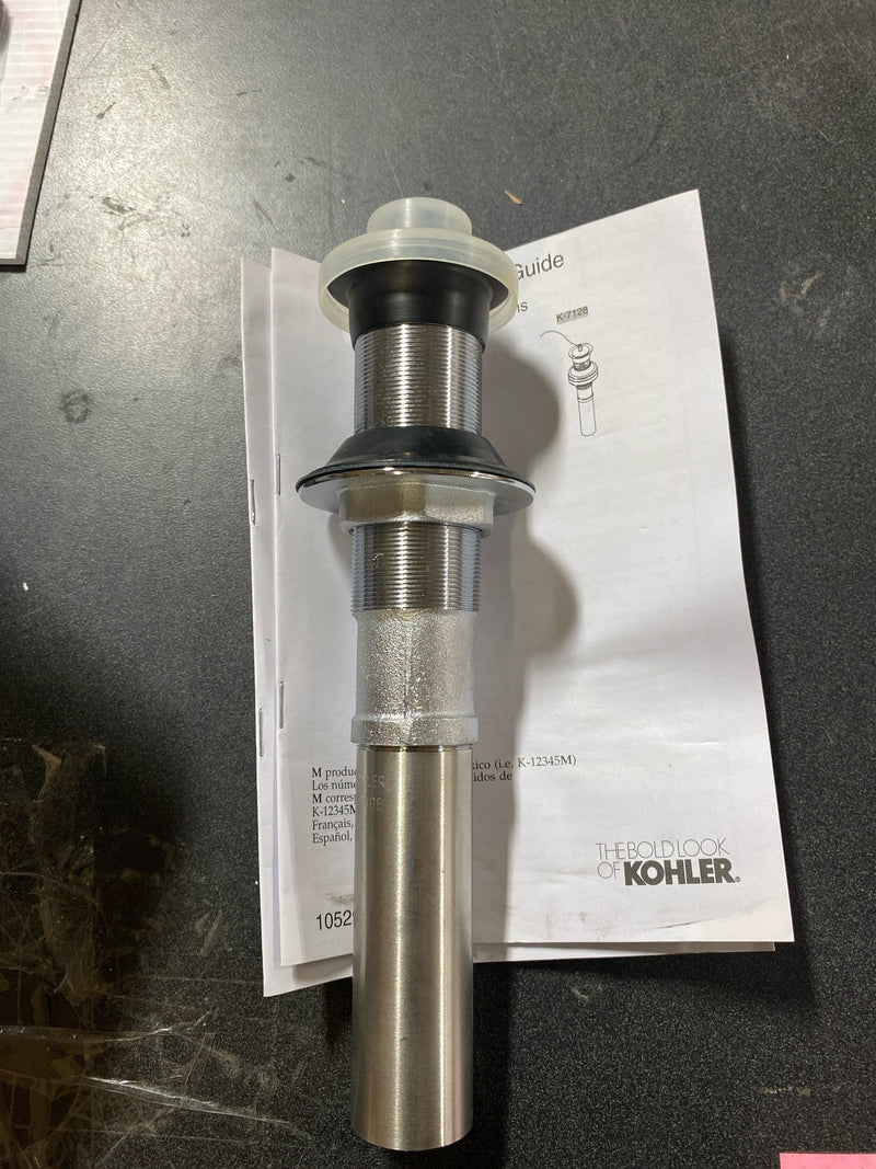 Kohler K-7127-BL Lavatory Drain with Non-Removable Metal Stopper - Less Overflow - Matte Black