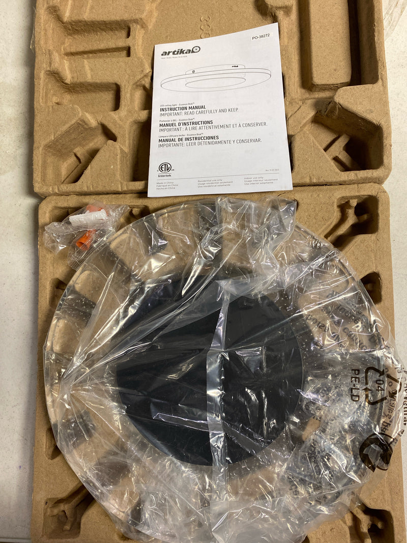 Artika Modern Black Flush Mount LED Ceiling Light Fixture, Kitchen, Bedroom, Hallway