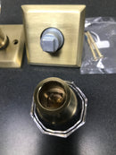 Baldwin FDCRYTSR044 Crystal Non-Turning Two-Sided Dummy Door Knob Set with Square Rose - Satin Brass