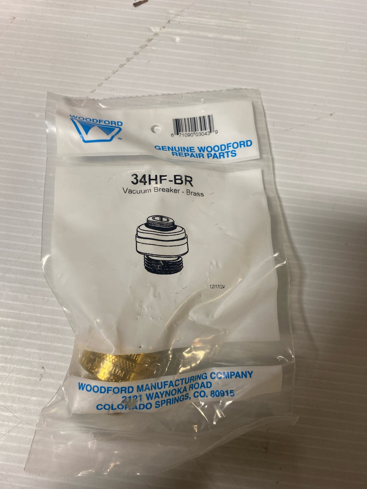 Woodford 34HF-BR 13/16 in. - 24 Special Threads x 3/4 in. Hose Thread Brass Vacuum Breaker