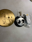 Newhouse electric 8150BR Low-Profile Round Floor Box Outlet Cover with 15A TR Duplex Receptacle and 2 Lift Lids, Brass
