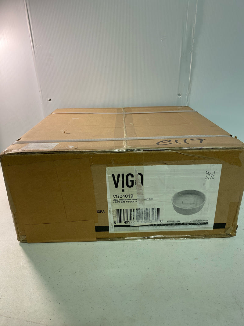 Vigo VG04019 Bryant 15" L x 15" W x 5" H Circular Stone Composite Vessel Bathroom Sink - Matte White