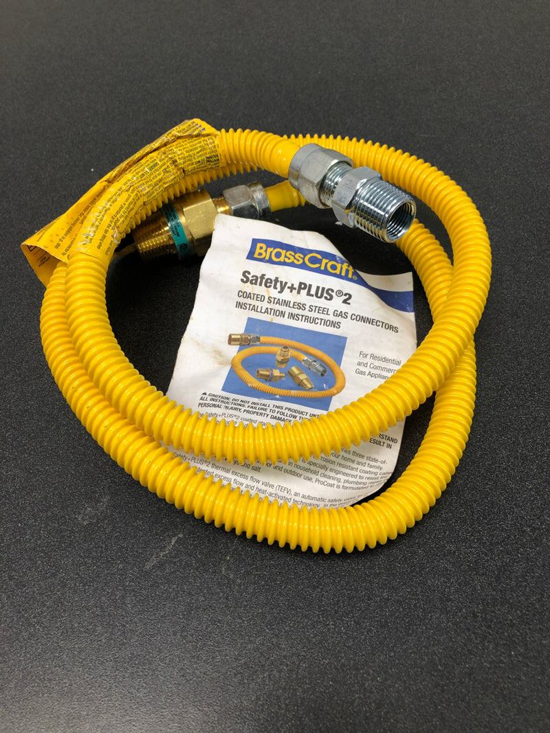 Brasscraft CSSD64TE-48 X 1/2 in. MIP x 1/2 in. MIP x 48 in. Gas Connector (1/2 in. OD) w/Safety+Plus2 Thermal Excess Flow Valve (60,500 BTU)