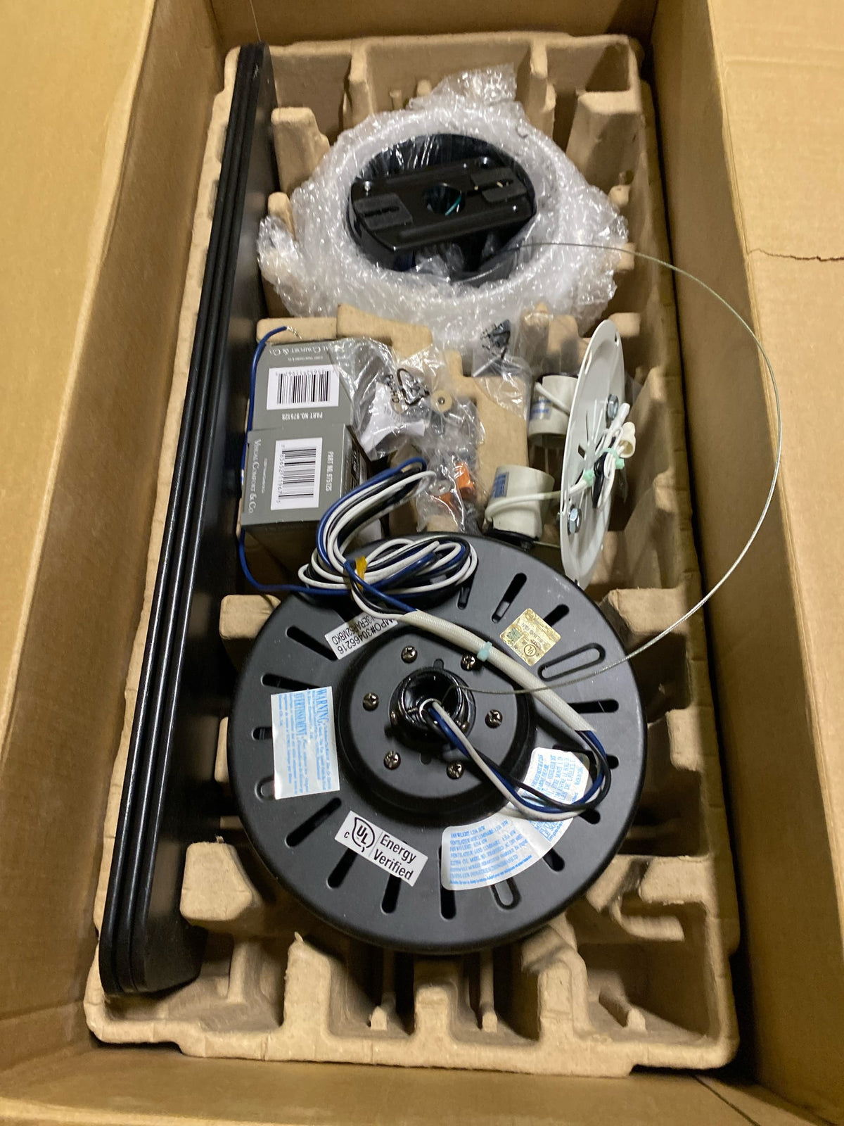 Monte Carlo 3ERAR52MBKD Era 52" Damp Locations Ceiling Fan with LED Light Kit and Wall Control, 3 Midnight Black/American Walnut Reversible Blades, Midnight Black