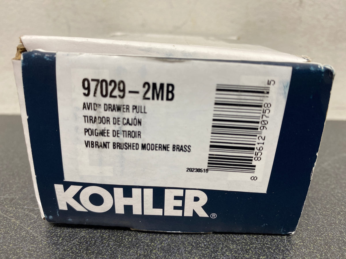 Kohler K-97029-2MB Avid 3 Inch Finger Pull - Vibrant Brushed Moderne Brass