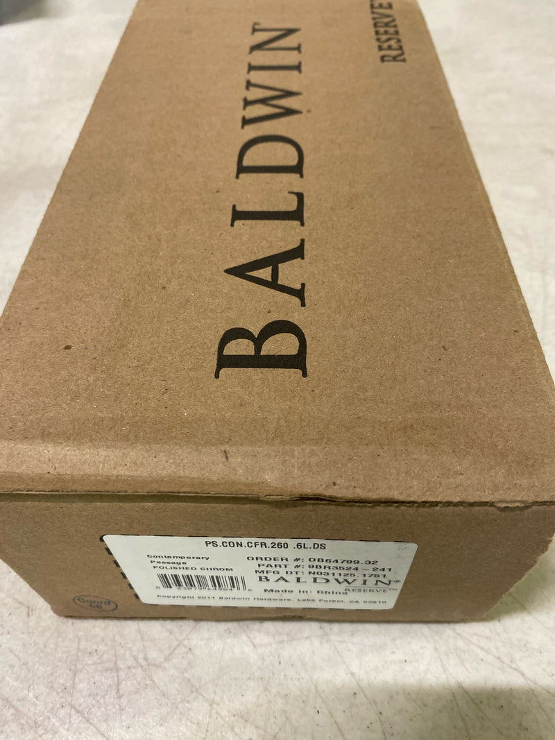 Baldwin Passage Contemporary Knob with Contemporary 5in Rose with 6AL Latch and Dual Strike Bright