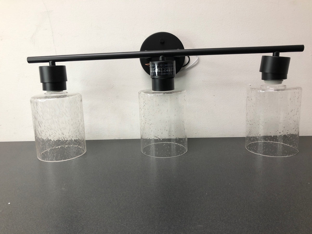 Bellevue GBF13025MBK Lydia 3 Light 23" Wide Bathroom Vanity Light with Seeded Glass Shades - Matte Black