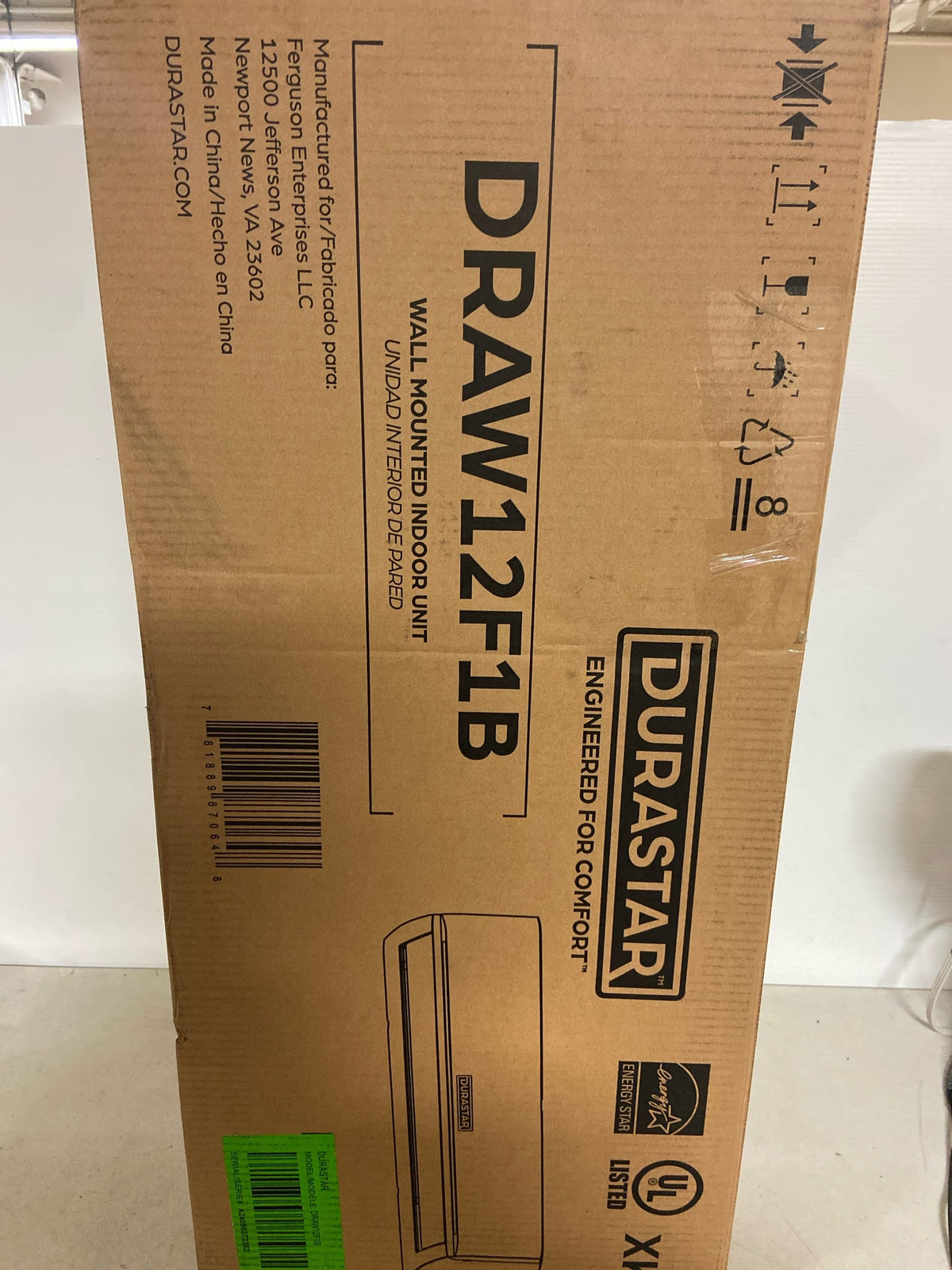 Durastar DRAW12F1B 12,000 BTU Cooling / 12,000 BTU Heating Mini Split Wall Mount Indoor Unit - White