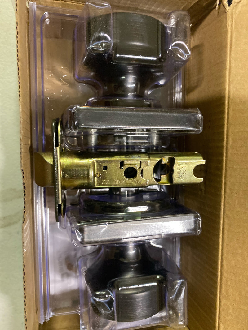 Kwikset 740PSKSQT-11PS Pismo Single Cylinder Keyed Entry Door Knob Set with Square Rose and SmartKey - Venetian Bronze