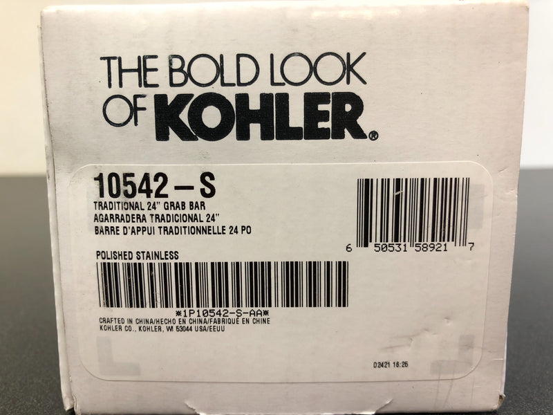 Kohler Concealed-Screw Grab Bar 24 in. in Polished Stainless