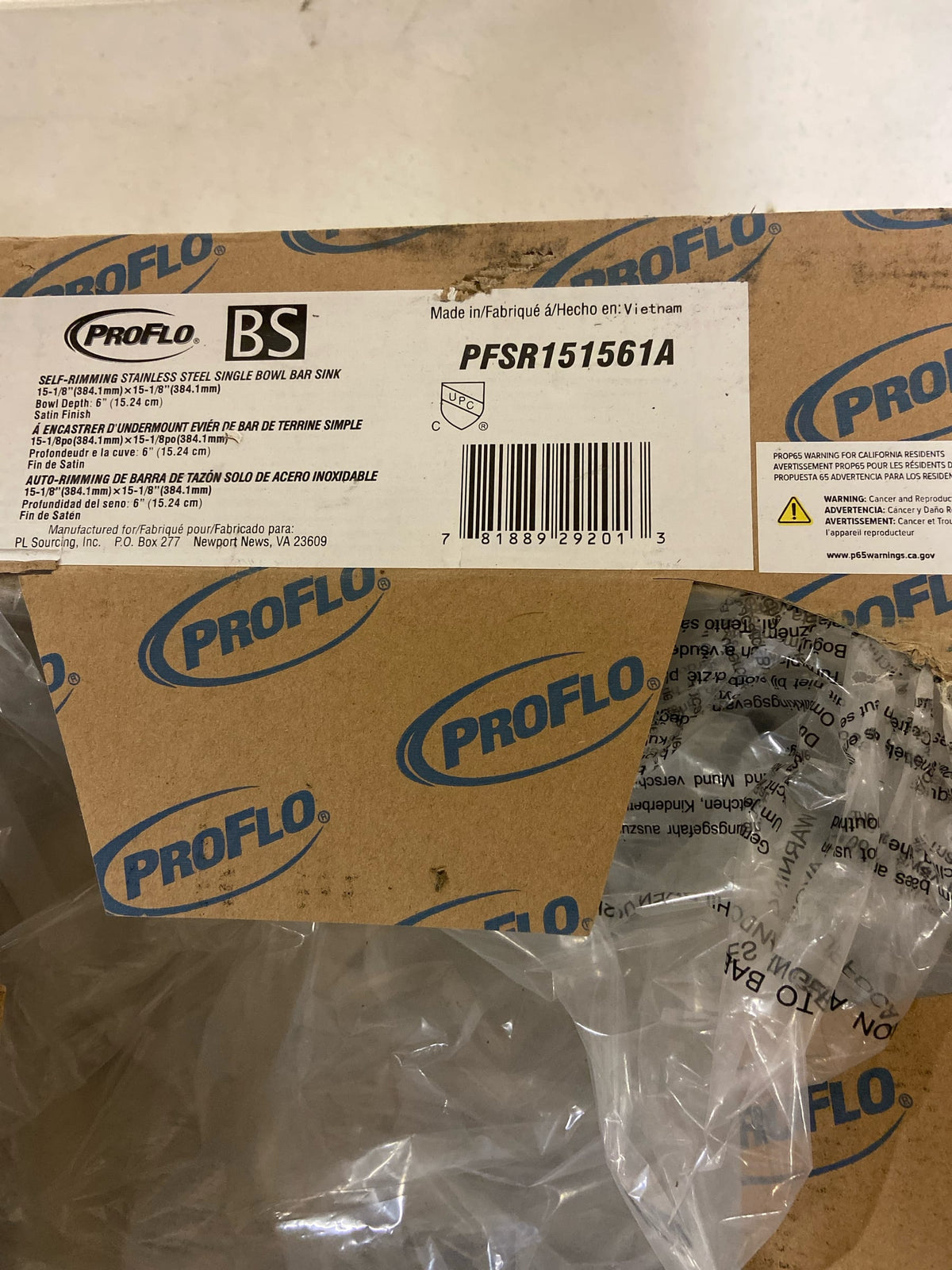 PROFLO PFSR151561A Bealeton 15" Rectangular Stainless Steel Drop In Bar Sink with Single Hole Faucet at 0" Centers - Stainless Steel