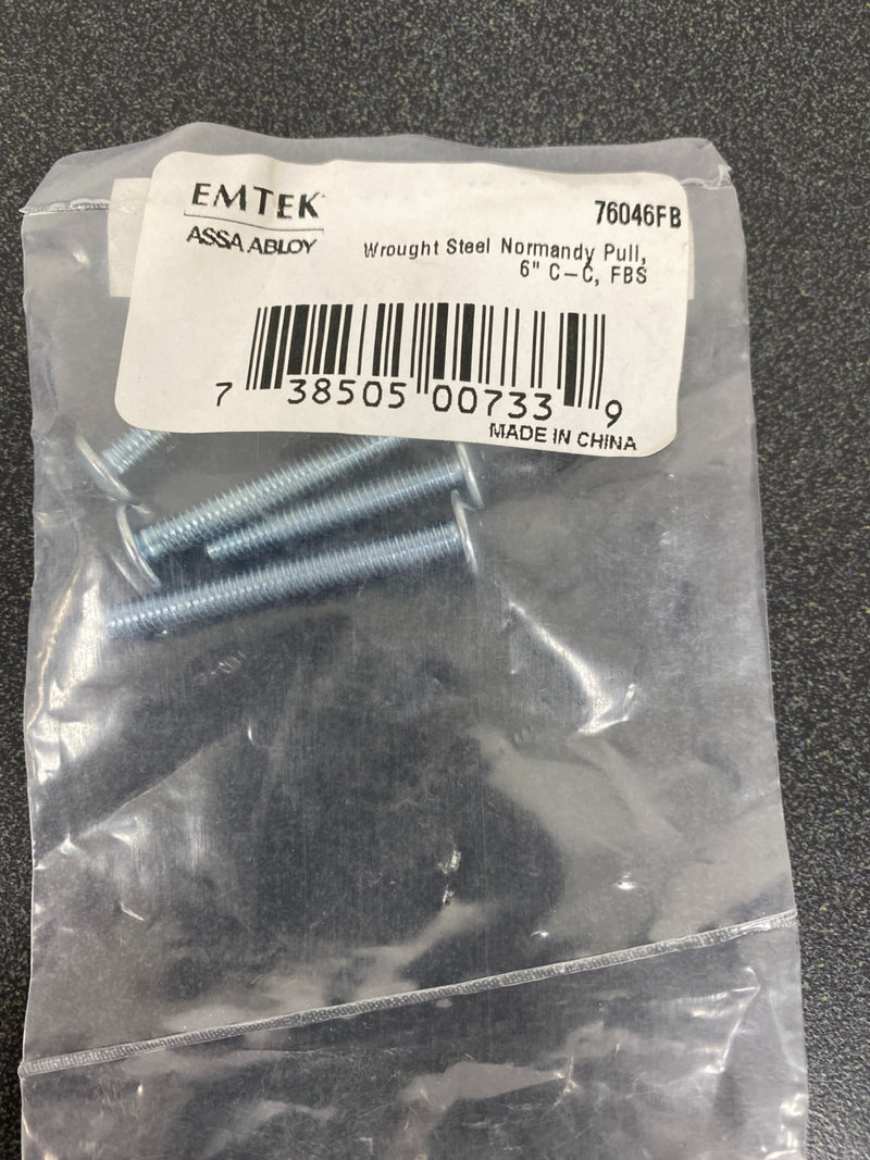 Emtek 76046FB Rustic 6 Inch Center to Center Handle Cabinet Pull - Flat Black