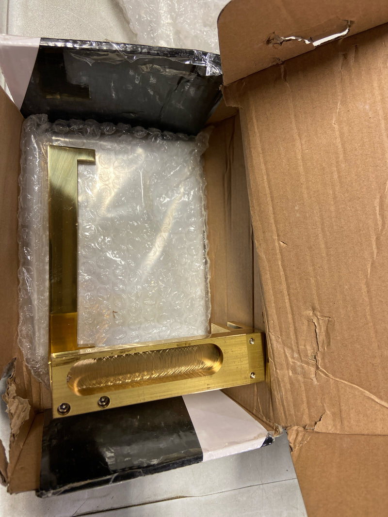 Alno A6465R-PB Linear 6" Wide Solid Brass Euro Modern Right Hand Slide Bar Toilet Paper Holder with Upper Glass Shelf - Polished Brass