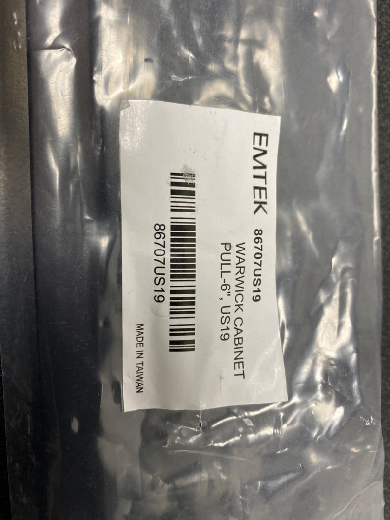 Emtek 86707US19 Warwick 6 Inch Center to Center Handle Cabinet Pull from the Modern Rectangular Collection - Flat Black