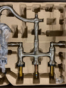 Signature Hardware 497560 Delacour 1.75 GPM Double Handle Bridge Kitchen Faucet with Side Spray - Stainless Steel