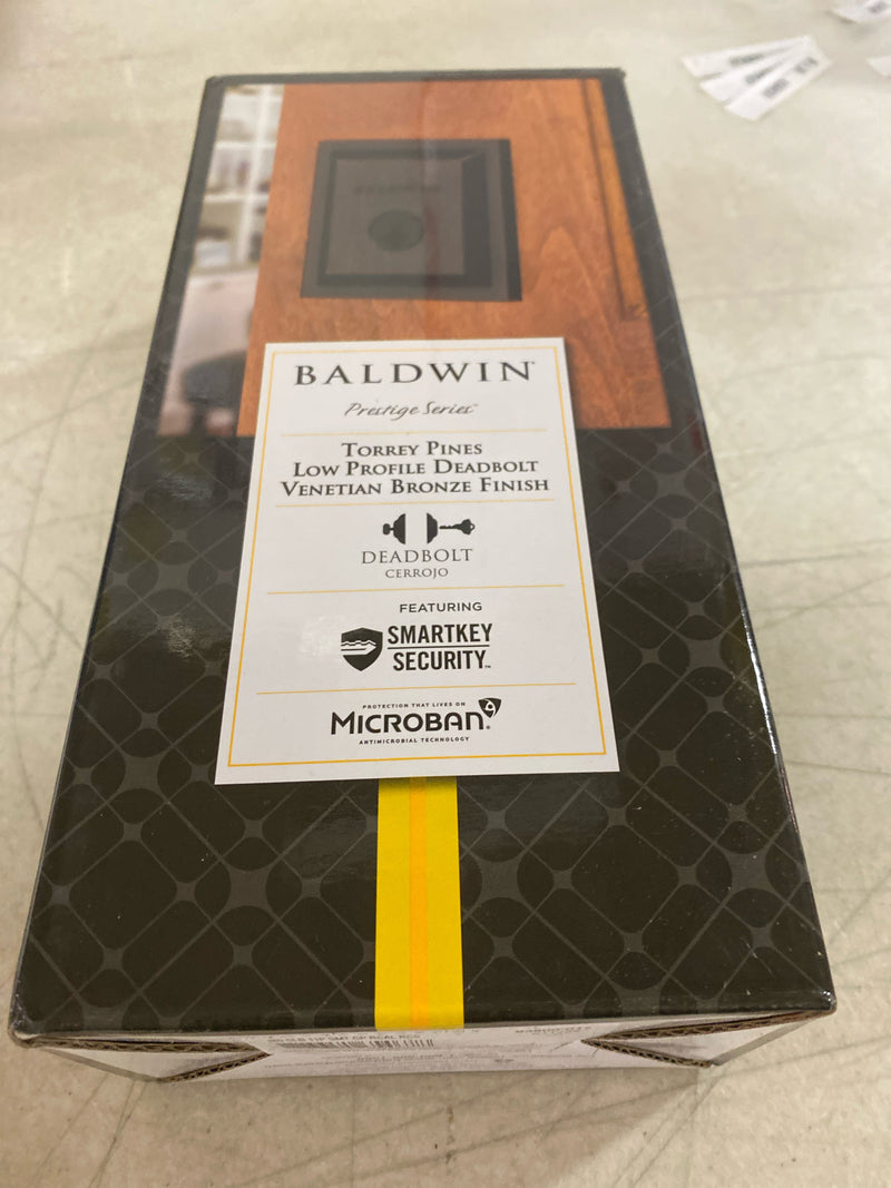 Baldwin 380SLB11PS Torrey Pines Keyed Entry Single Cylinder Deadbolt with SmartKey Technology from the Prestige Collection - Venetian Bronze