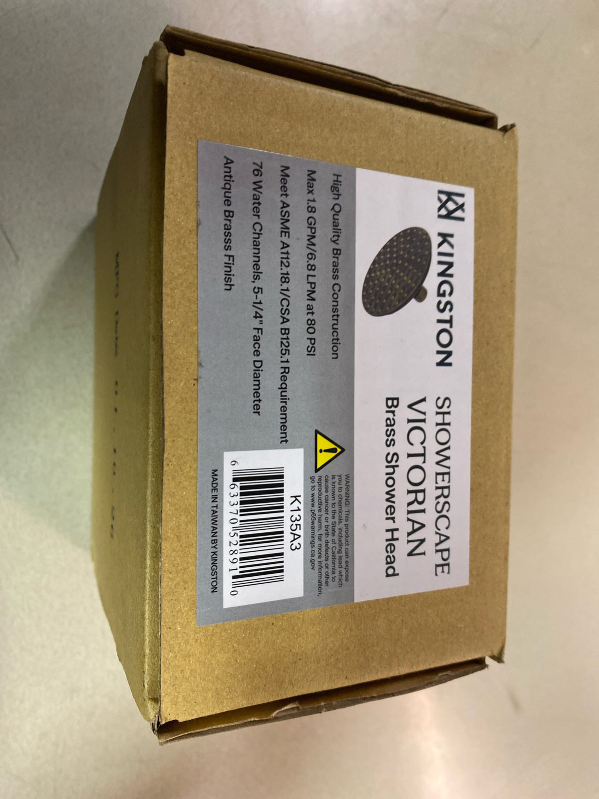 Kingston Brass Showerscape K135A3 Shower head, Antique Brass 5.25 x 5.25 x 2.63