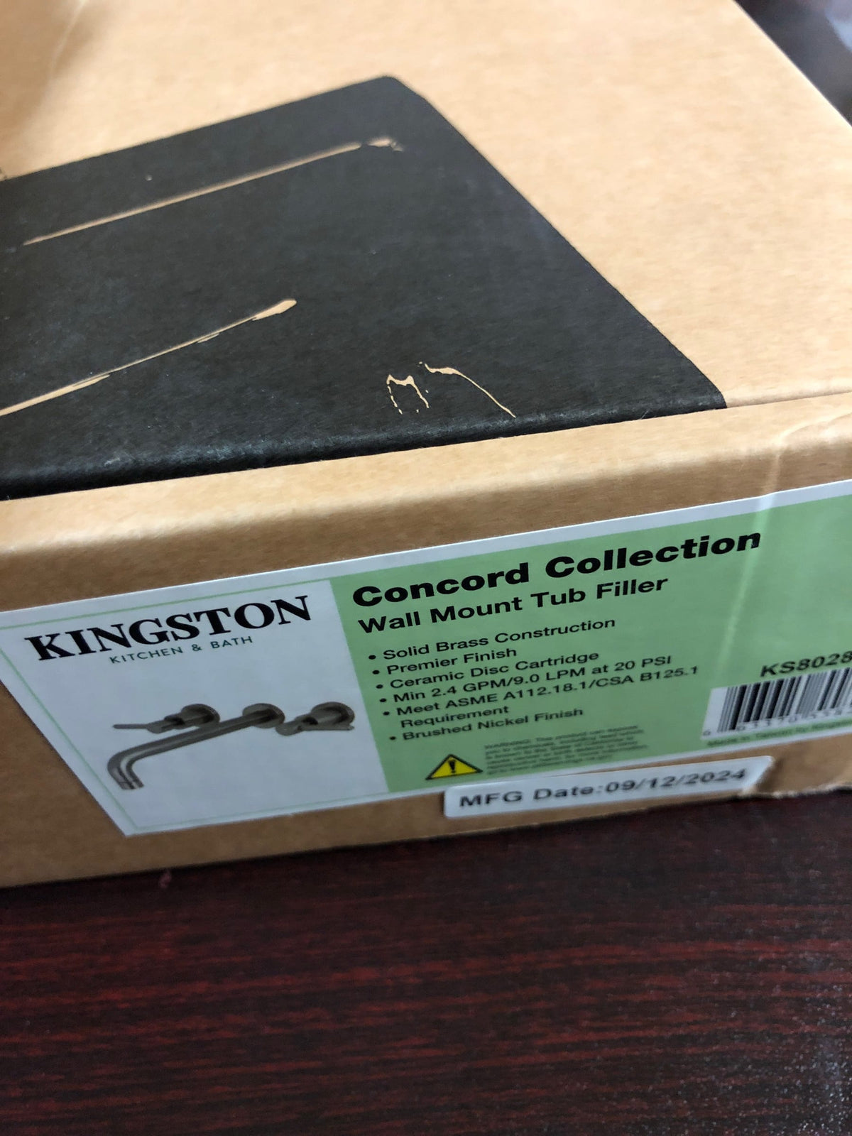 Kingston Brass KS8028DL Concord Wall Mounted Roman Tub Filler - Brushed Nickel