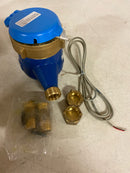 Dwyer Instruments 5/8" x 1/2" brass multi-jet water meter (GPM), with pulse output, 0.1 Gal/pulse.