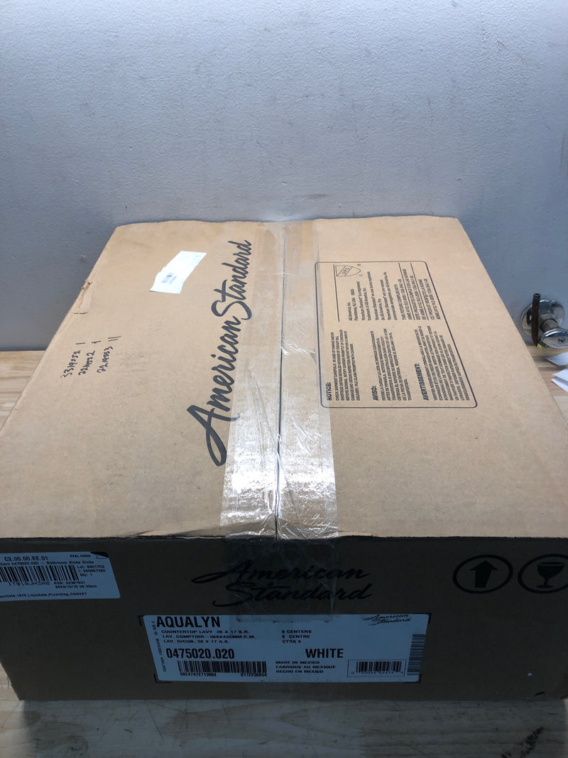 American Standard 0475020.020 Aqualyn 20-3/8" Drop In Porcelain Bathroom Sink with 3 Holes Drilled at 8" Centers - White