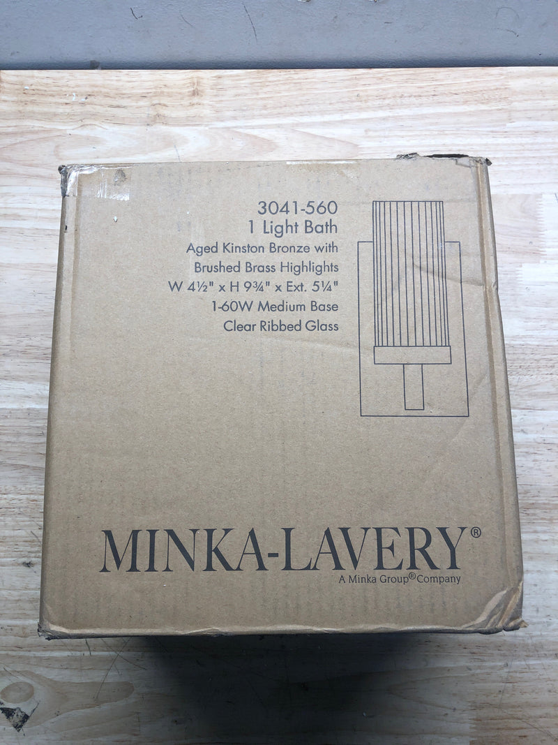 Minka Lavery 3041-560 Ainsley Court Single Light 4-1/2" Wide Bathroom Sconce - Aged Kinston Bronze with Brushed Brass