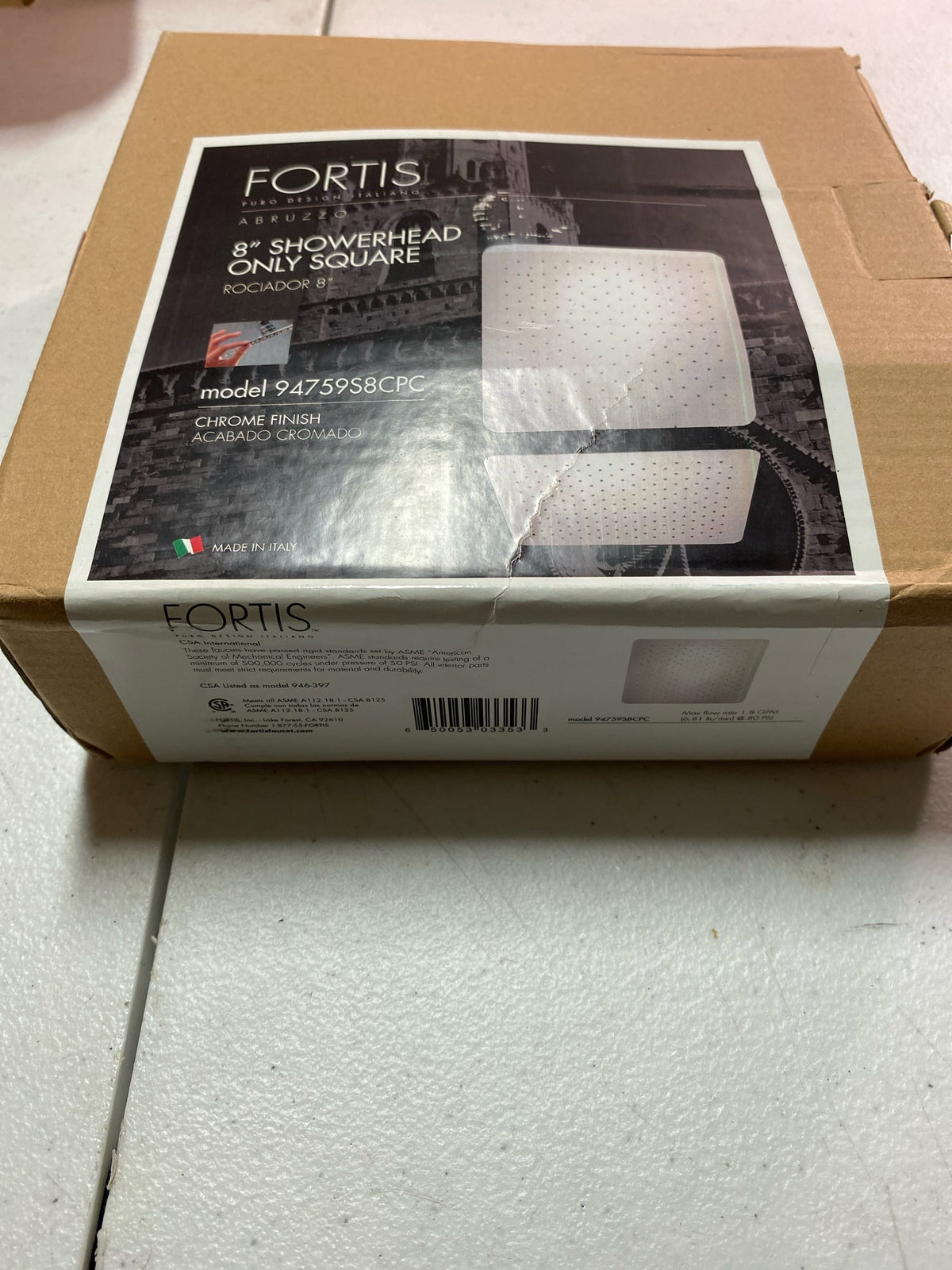 Fortis 94759S8CPC Abruzzo 1.8 GPM Single Function Rain Shower Head - Polished Chrome