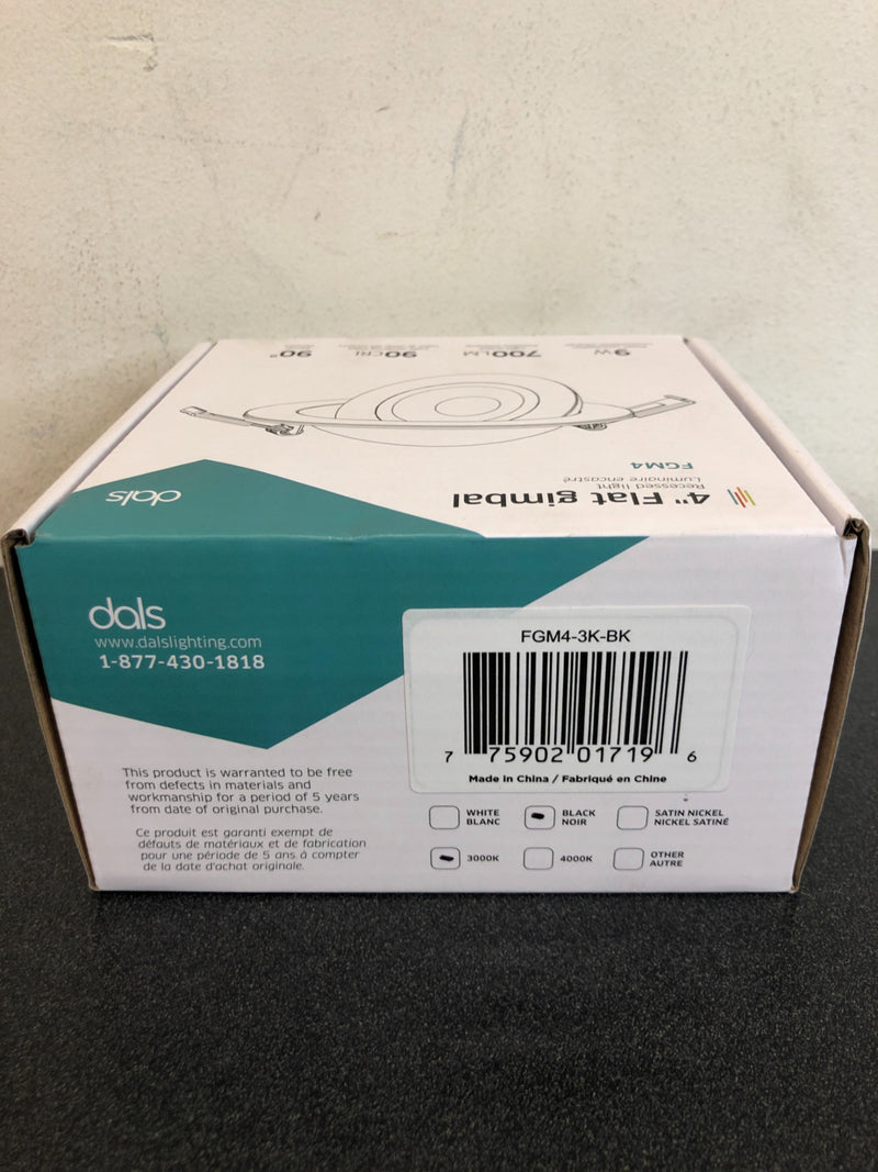 DALS Lighting Flat Gimbal 4" Adjustable LED Canless Recessed Fixture - 3000K