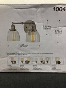 Home decorators collection HB2624-35 Evelyn 16.25 in. 2-Light Brushed Nickel Modern Industrial Bathroom Vanity Light with Clear Glass Shades