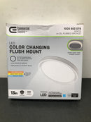 Commercial electric 56584112 13 in. White, Oil Rubbed Bronze Trims 1350 Lumens LED Flush Mount Ceiling Light Fixture with Night Light Adjustable CCT