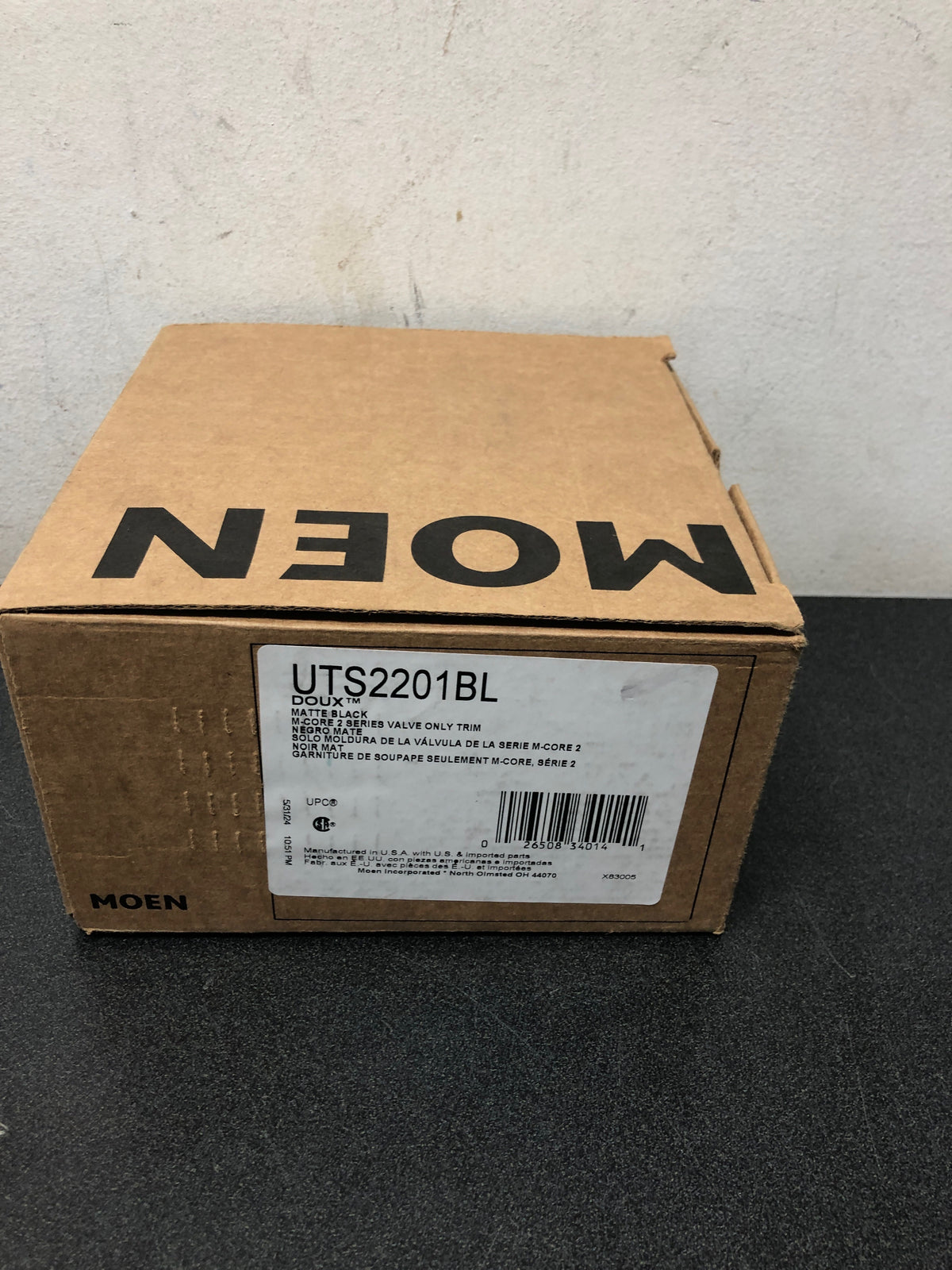 Moen UTS2201BL Doux Pressure Balanced Valve Trim Only with Single Lever Handle - Less Rough In - Matte Black
